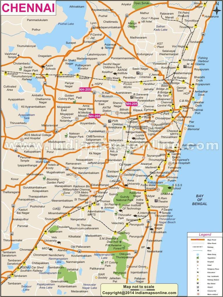 Chennai市的完整地图