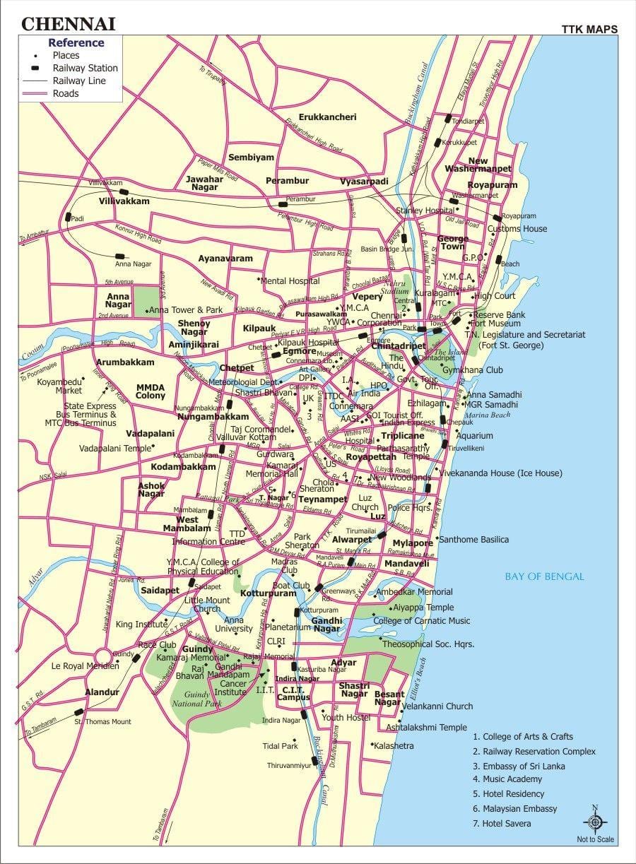 路线图的Chennai市